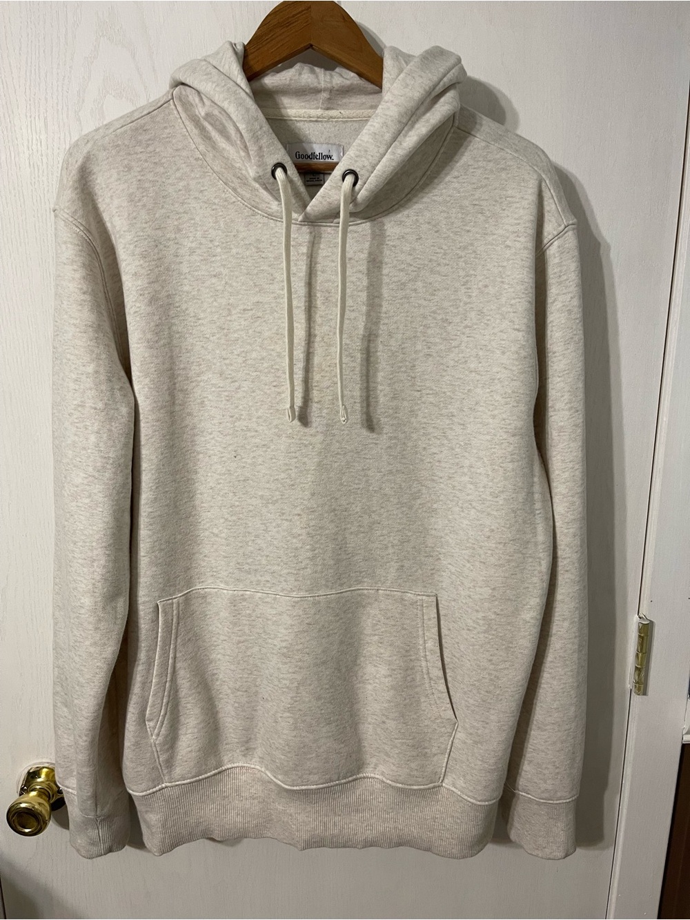 Goodfellow & Co Men's Heather Cream Cotton-Blend Crewneck Hoodie In Size L